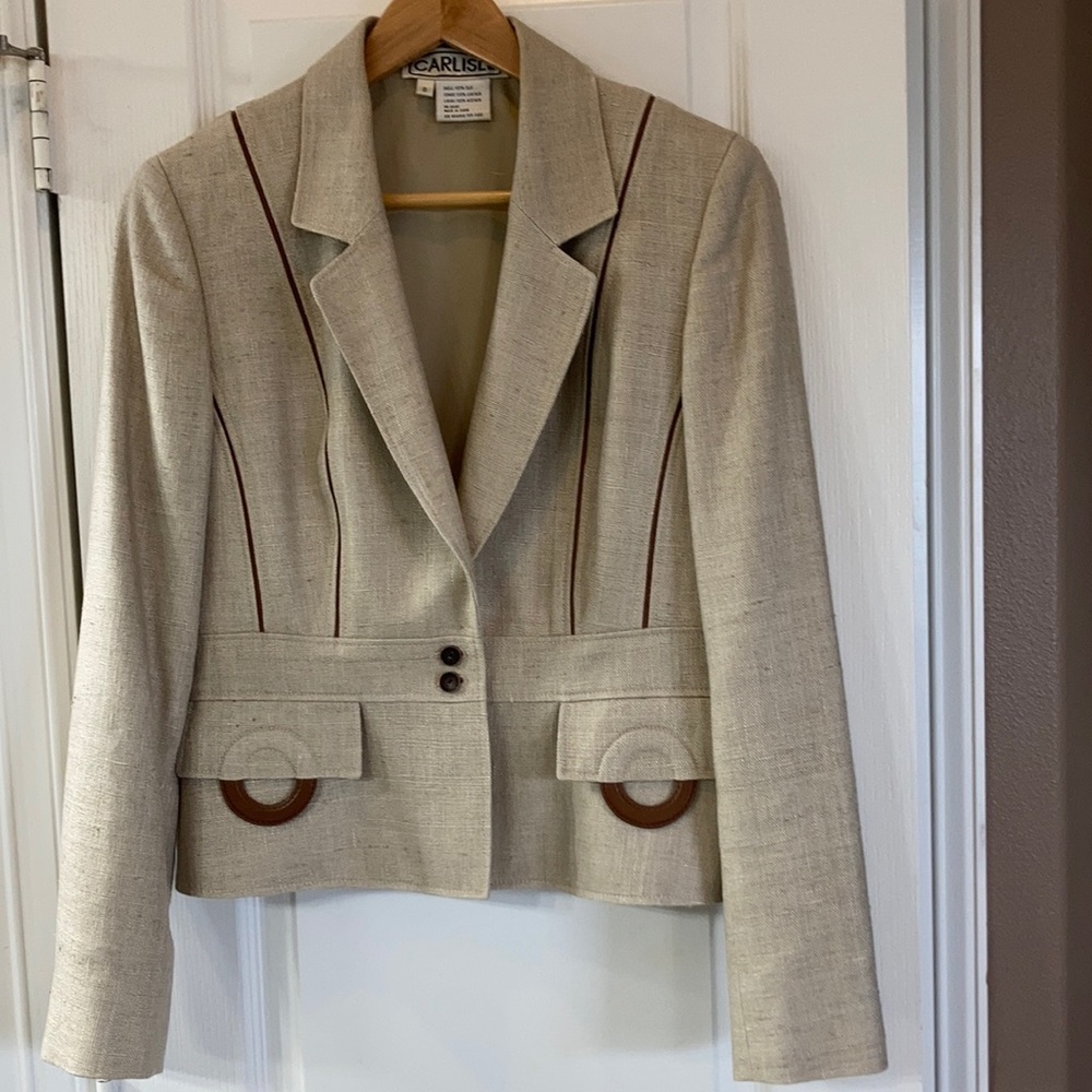 Carlisle, silk and leather jacket Size 6.